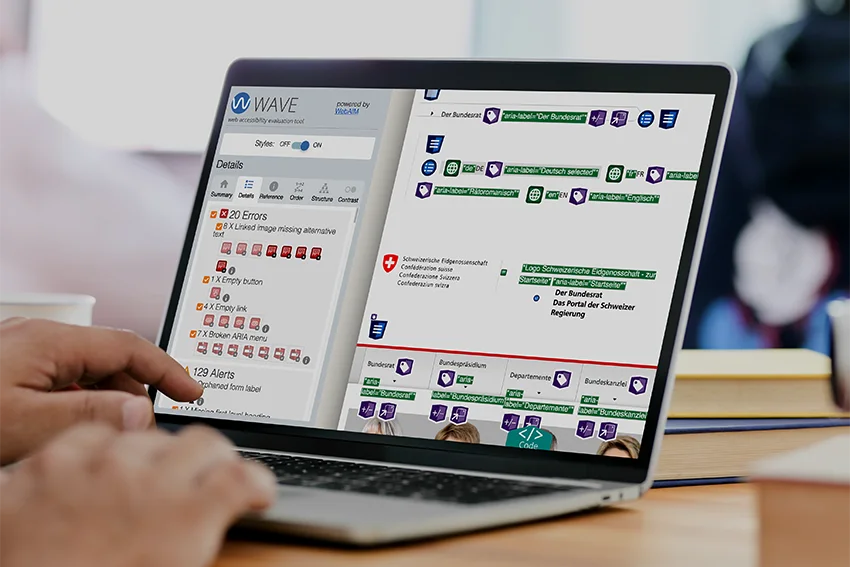 Bild 3 im Slider: Ein Accessibility-Test mit dem Test-Toll Wave.